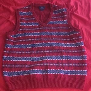 Brooks Brothers Red and Blue Striped V-Neck Sweater Vest